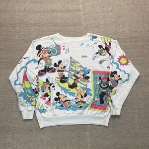 Vintage Mickey and Minnie mouse Ohio Vacation sweatshirt mens Large White 1980s